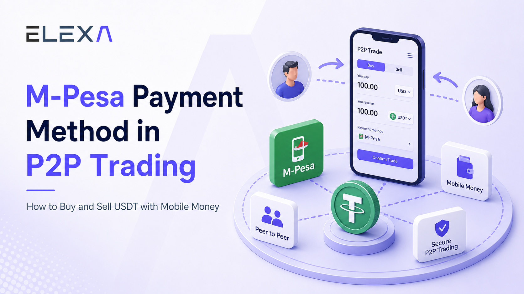M-Pesa payment method for buying and selling USDT through P2P trading on Elexa
